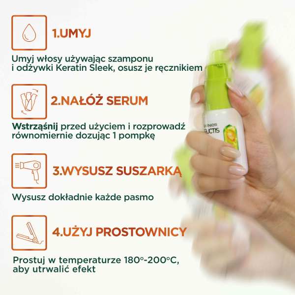 Fructis Keratin Sleek & Stay serum do włosów suchych i puszących się 50ml - Image 3
