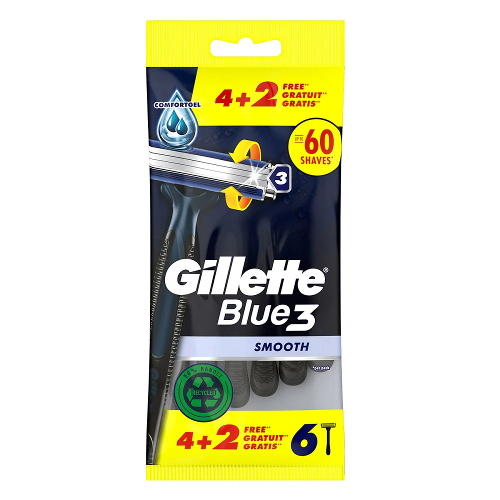 Blue 3 Smooth jednorazowe maszynki do golenia dla mężczyzn 6szt