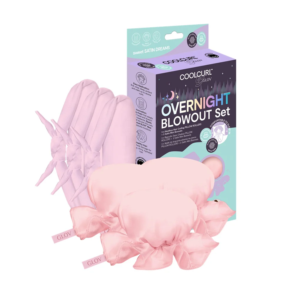 CoolCurl Overnight Blowout wałki do kręcenia włosów na zimno 3szt + Mini satynowe czepki 3szt Pink - Image 2