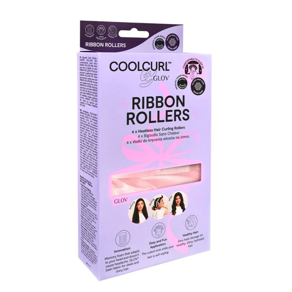 CoolCurl Ribbon Rollers wałki do kręcenia włosów na zimno Pink 4szt - Image 2