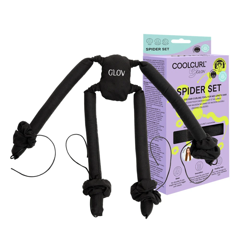 CoolCurl Spider Set wałki do kręcenia włosów na zimno do włosów długiej i średniej długości Black 4szt - Image 2