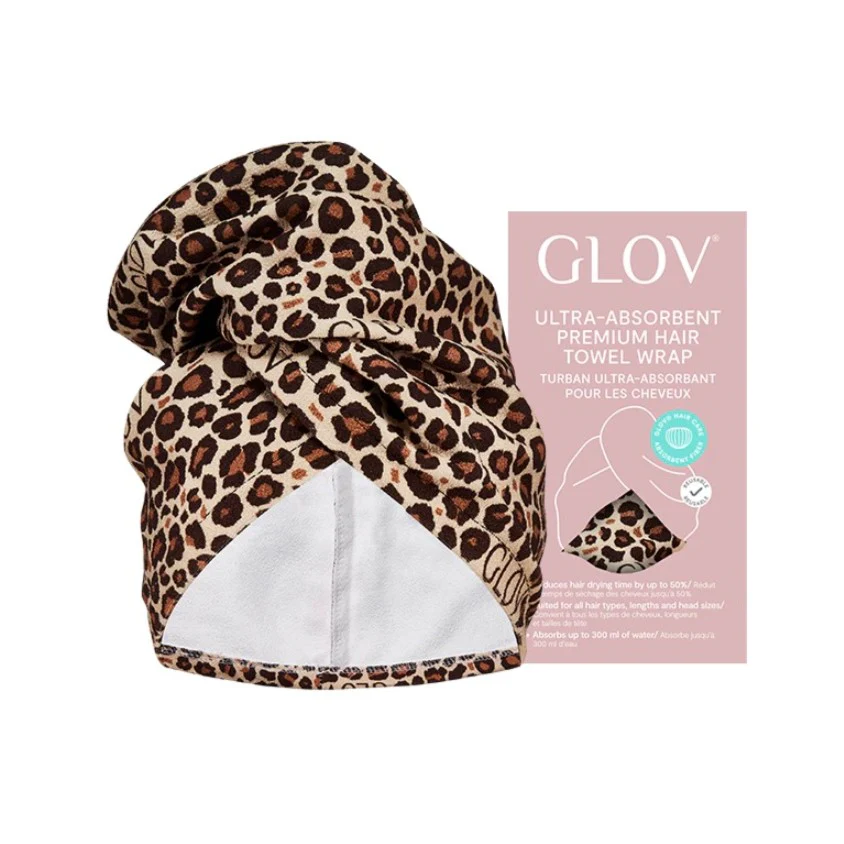 Dwustronny turban do włosów z mikrofibry i wegańskiej satyny szybkie suszenie anti-frizz Cheetah - Image 2