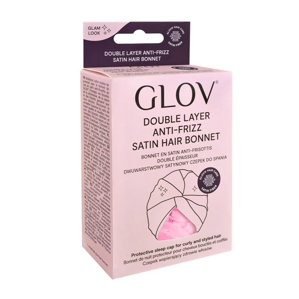 Dwuwarstwowy satynowy czepek do spania Pink - Image 3