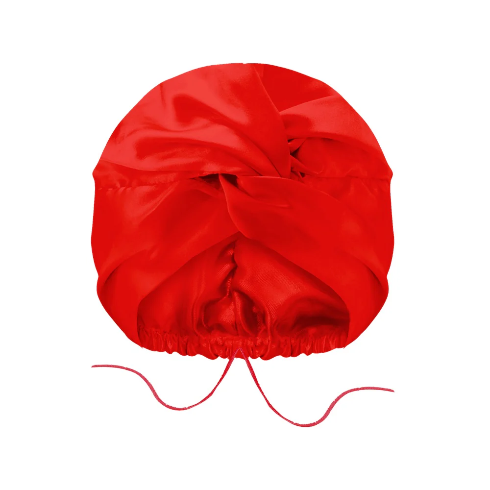 Dwuwarstwowy satynowy czepek do spania Red - Image 2