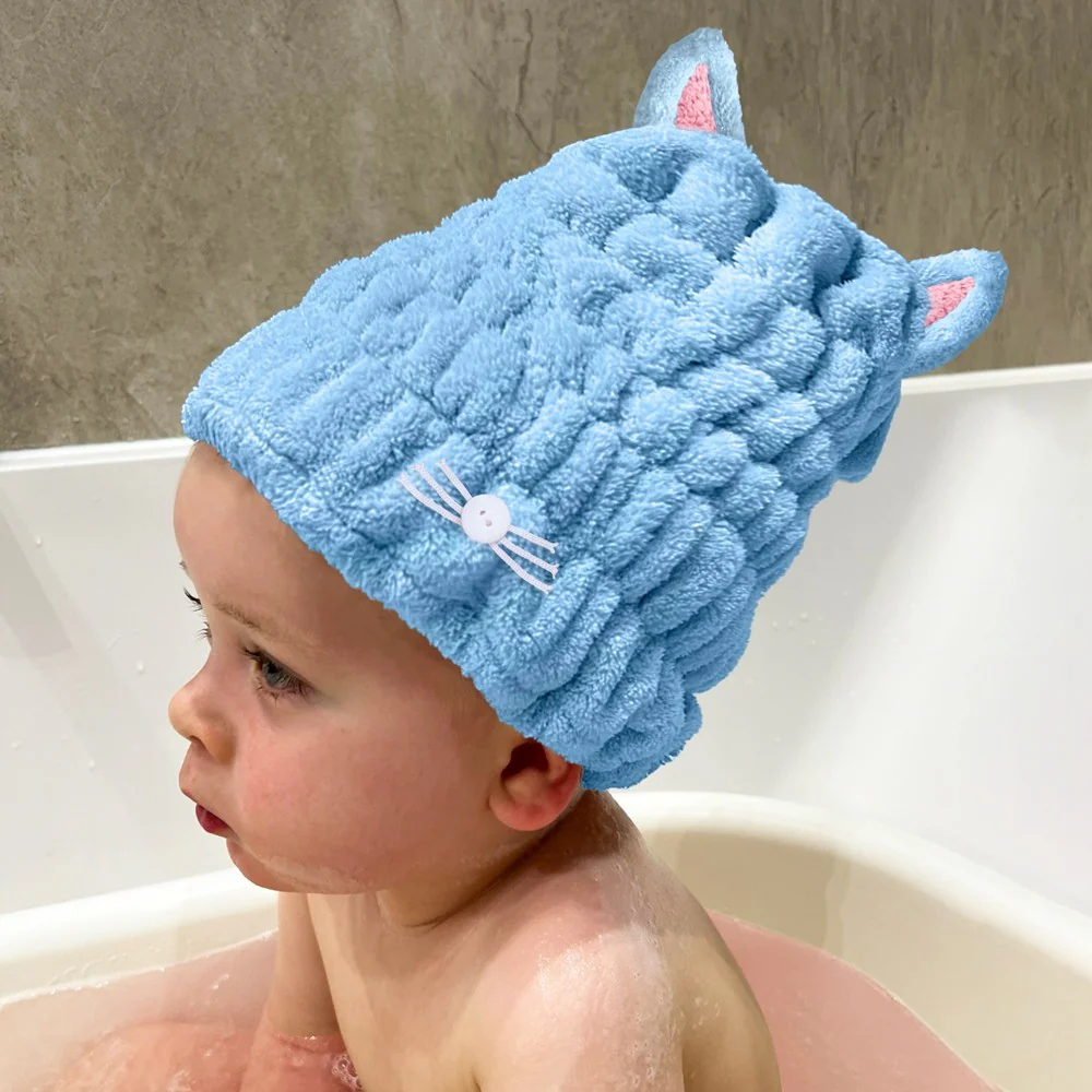 Kids Bath Hair Wrap kąpielowy turban dla dzieci Blue - Image 3