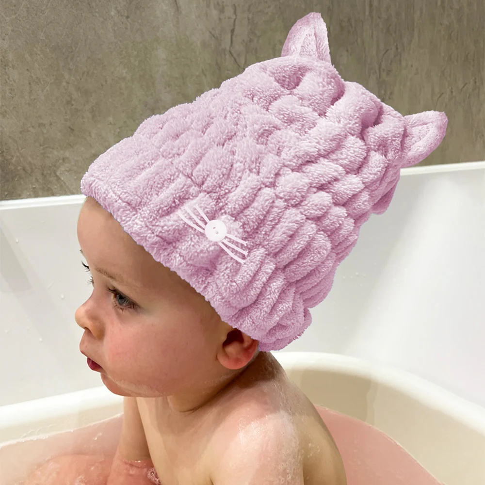 Kids Bath Hair Wrap kąpielowy turban dla dzieci Pink - Image 3
