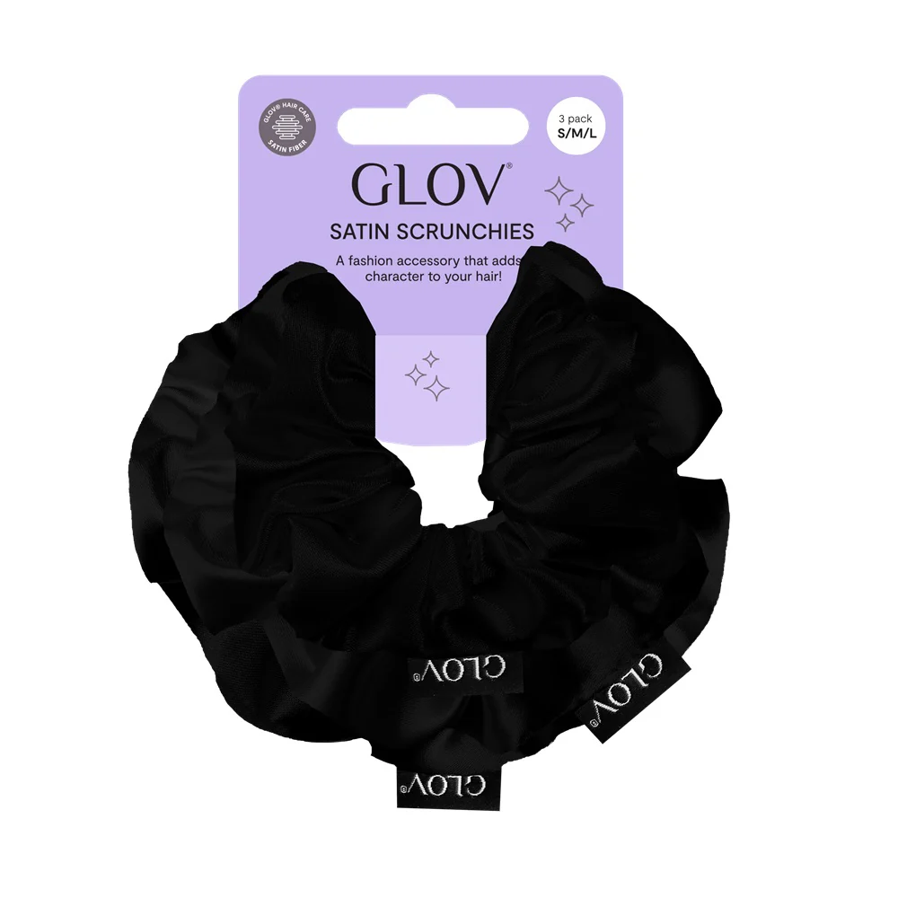 Satin Scrunchies gumki do włosów S/M/L Black 3szt - Image 2