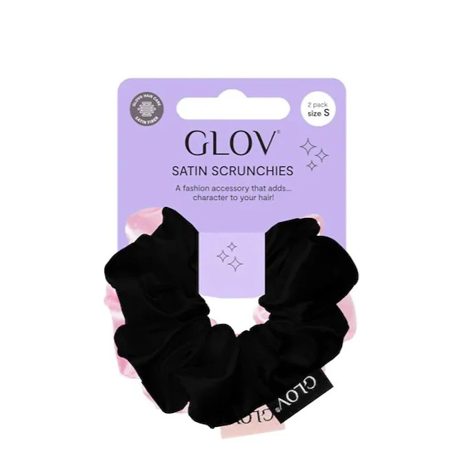 Satin Scrunchies satynowe gumki do włosów S Pink/Black 2szt - Image 2