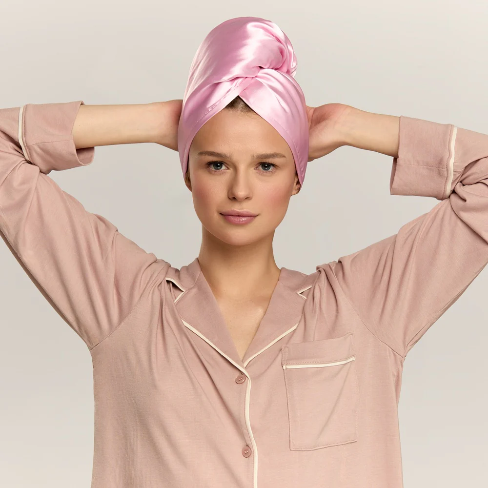 Sport & Satin Hair Towel Wrap superchłonny dwustronny turban do włosów Pink - Image 3