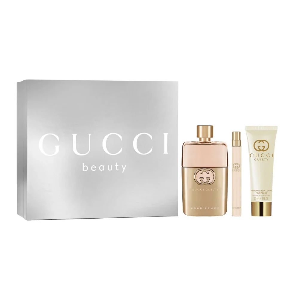 Guilty Pour Femme zestaw woda perfumowana spray 90ml + woda perfumowana spray 10ml + balsam do ciała 50ml
