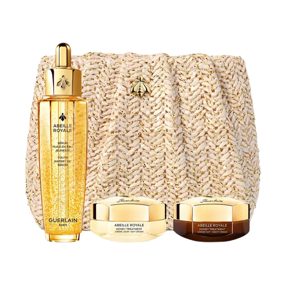 Abeille Royale Youth Watery Oil Serum zestaw serum do twarzy 50ml + krem na dzień 15ml + krem na noc 15ml + kosmetyczka