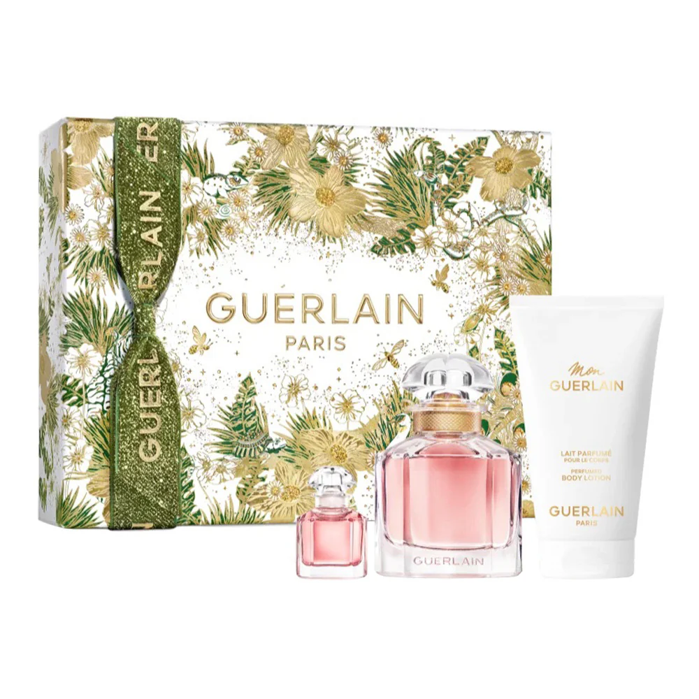 Mon Guerlain zestaw woda perfumowana spray 50ml + miniatura wody perfumowanej 5ml + balsam do ciała 75ml