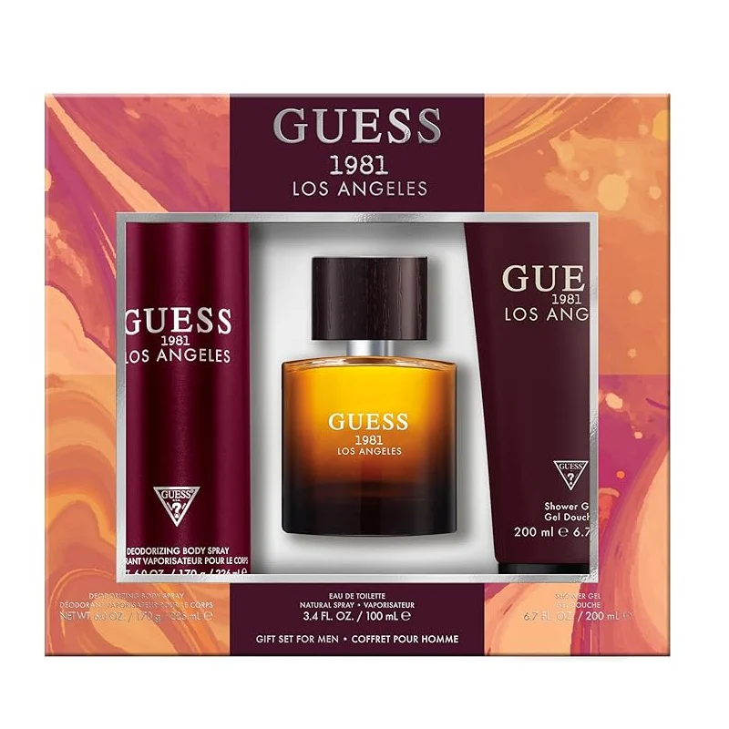 1981 Los Angeles For Men zestaw woda toaletowa spray 100ml + żel pod prysznic 200ml + dezodorant spray 226ml
