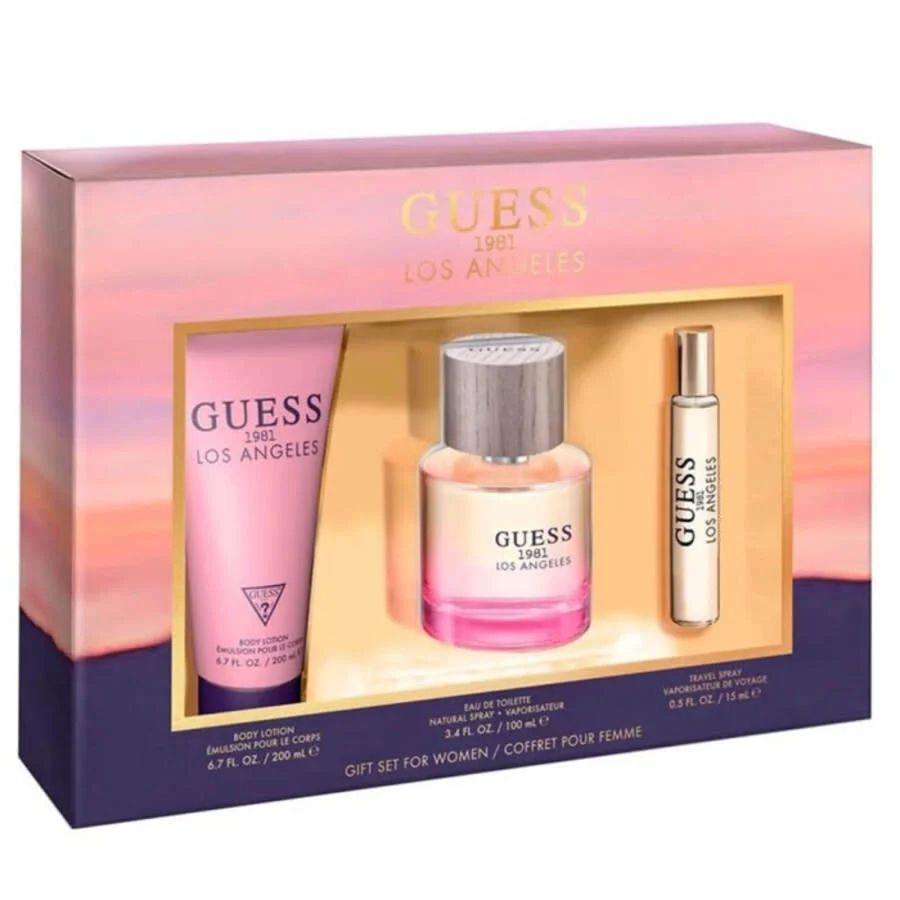 1981 Los Angeles Women zestaw woda toaletowa spray 100ml + balsam do ciała 200ml + woda perfumowana spray 15ml