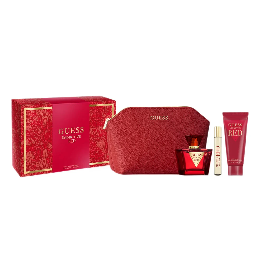 Seductive Red zestaw woda toaletowa spray 75ml + woda toaletowa spray 15ml + balsam do ciała 100ml + kosmetyczka
