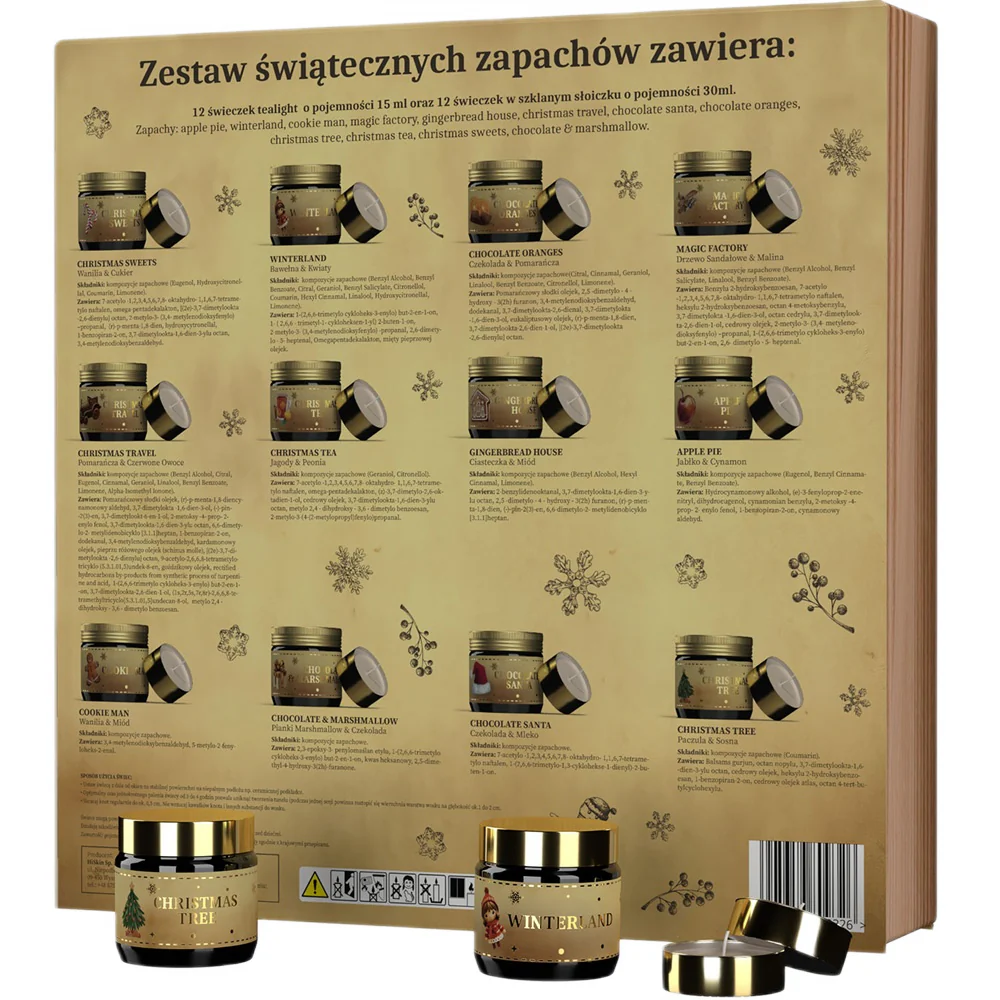 Baśniowa Księga Kalendarz Adwentowy świeczki tealight 12x15ml + świeczki sojowe w słoiczkach 12x30ml - Image 2