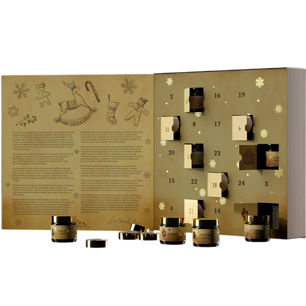 Baśniowa Księga Kalendarz Adwentowy świeczki tealight 12x15ml + świeczki sojowe w słoiczkach 12x30ml - Image 3