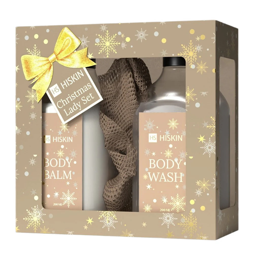 Christmas Lady Set zestaw balsam do ciała 200ml + żel pod prysznic 200ml + gąbka 1szt
