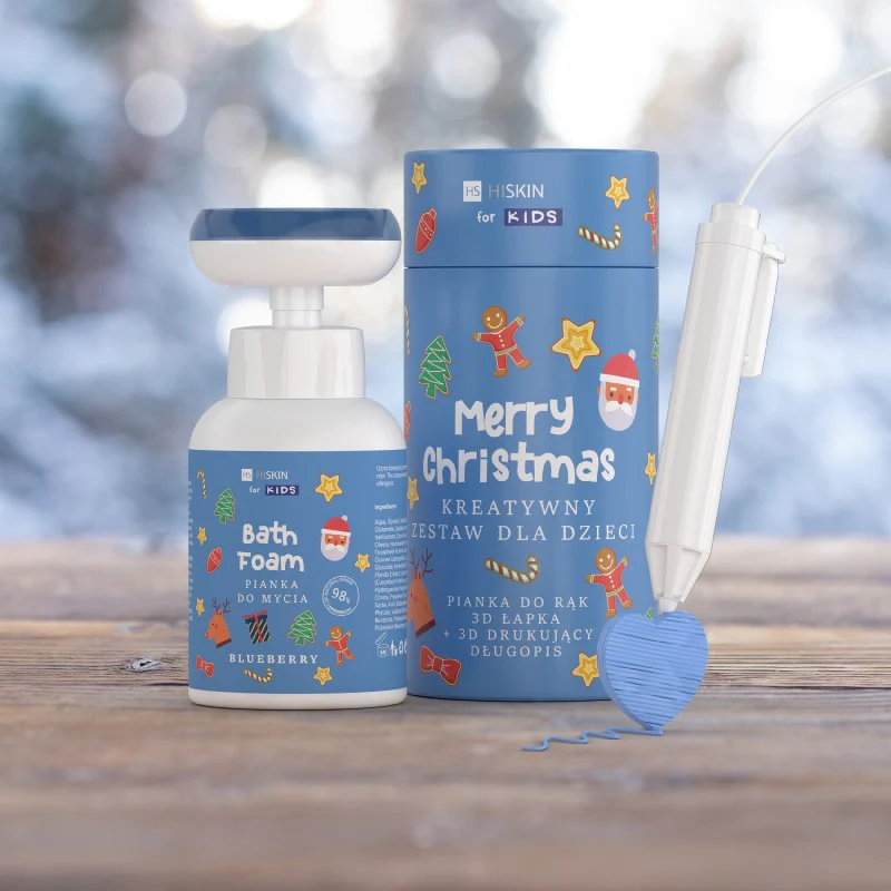 Kids Merry Christmas kreatywny zestaw dla dzieci niebieska pianka do mycia Jagodowa 300ml + długopis 3D 1szt - Image 2
