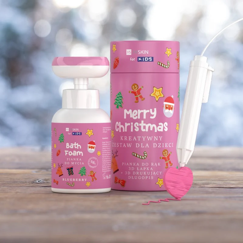 Kids Merry Christmas kreatywny zestaw dla dzieci różowa pianka do mycia rąk Jagodowa 300ml + długopis 3D 1szt - Image 2