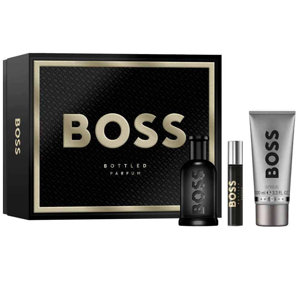 Boss Bottled zestaw perfumy spray 100ml + żel pod prysznic 100ml + perfumy spray 10ml