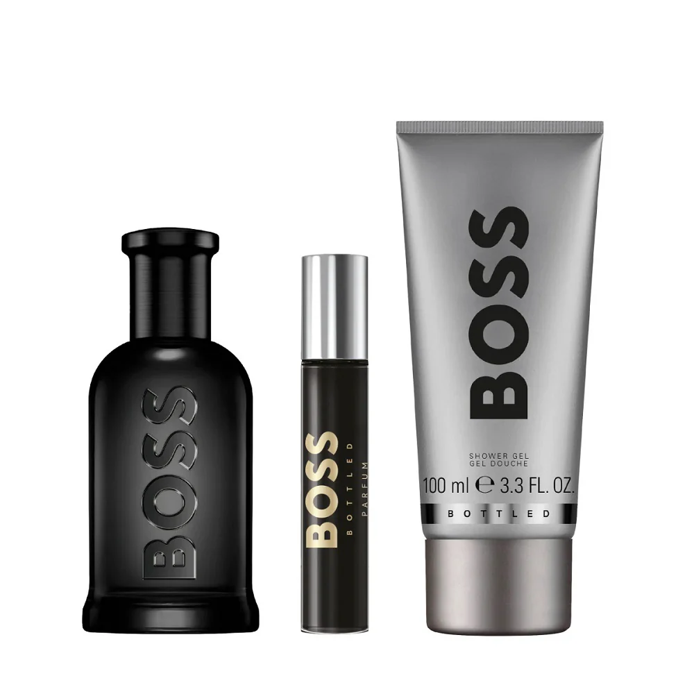 Boss Bottled zestaw perfumy spray 100ml + żel pod prysznic 100ml + perfumy spray 10ml - Image 2