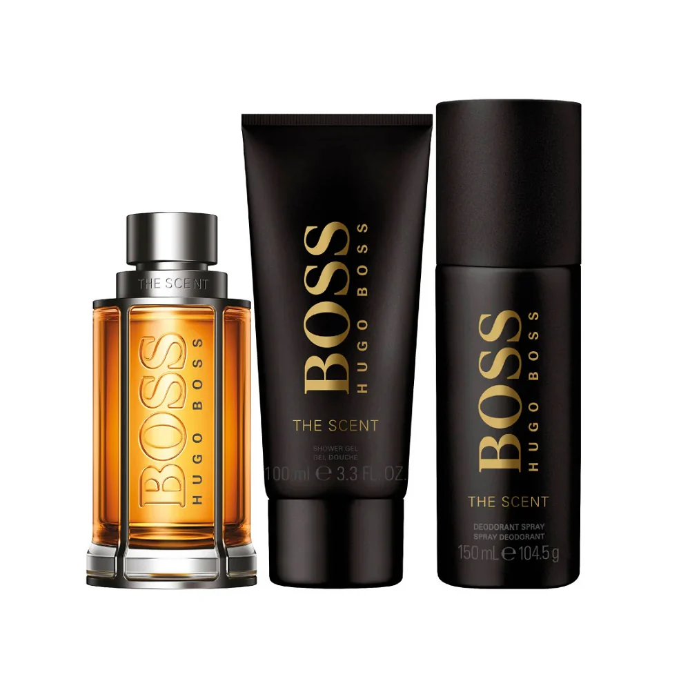 Boss The Scent For Man zestaw woda toaletowa spray 100ml + dezodorant spray 150ml + żel pod prysznic 100ml - Image 3