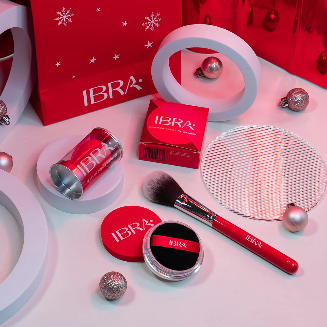 Santa Claus zestaw sypki puder transparentny + gąbka do makijażu + pędzel do pudru - Image 2