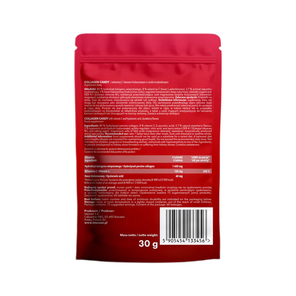 Collagen Candy suplement diety Truskawka 60 pastylek do ssania - Image 2