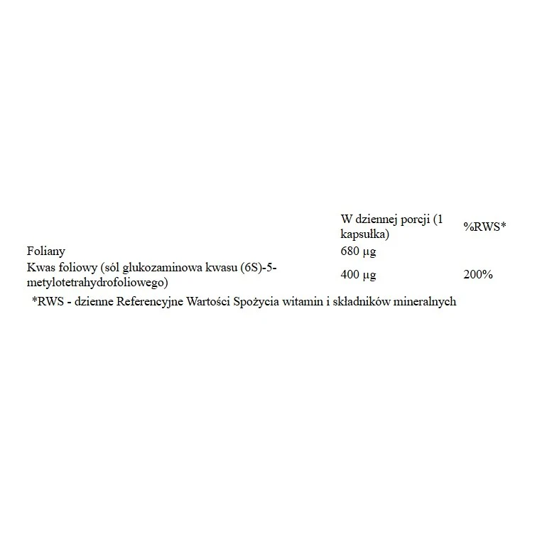 Methyl Folate metylowany kwas foliowy 400mcg suplement diety 60 kapsułek wegańskich - Image 2