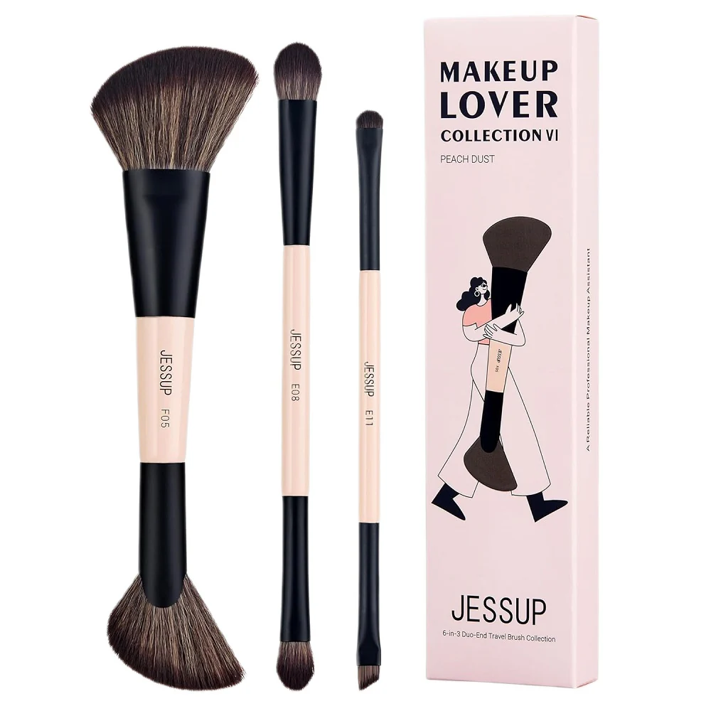 6-in-3 Duo-End Brush Versatility Collection zestaw dwustronnych pędzli do makijażu Peach Dust 3szt.