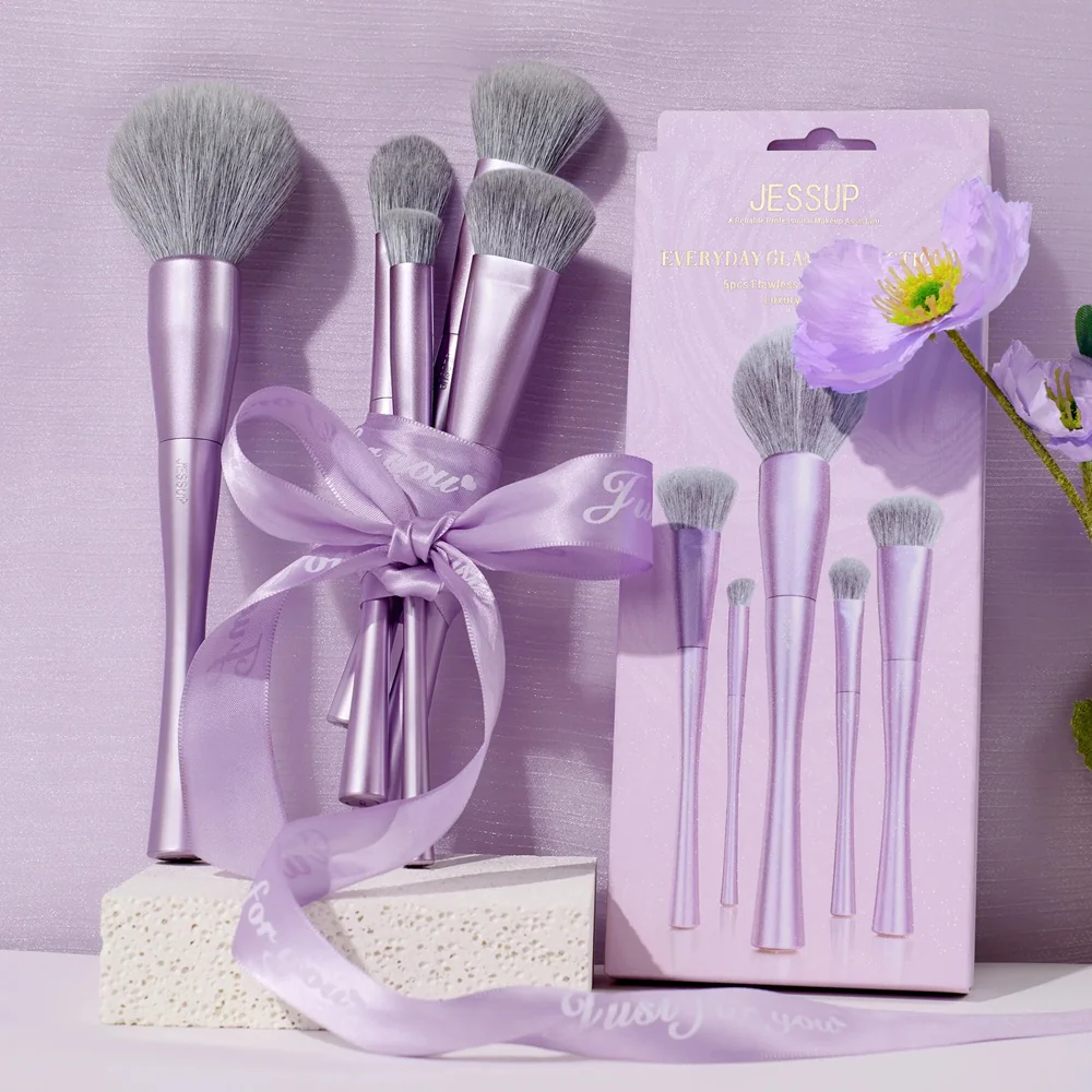 Luxury Purple Face Makeup Brush zestaw pędzli T514 5szt. - Image 2