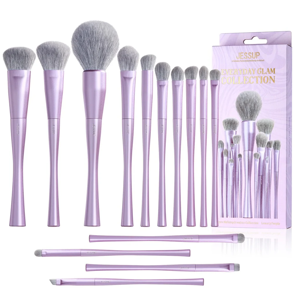 Luxury Purple Makeup Brush zestaw pędzli do makijażu T512 14szt. - Image 2