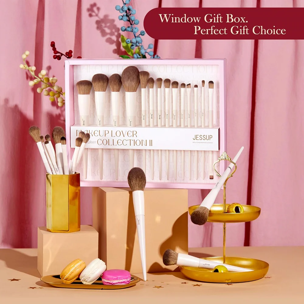 Makeup Lover Light Gray Collection II zestaw pędzli do makijażu T329-G 14szt. - Image 3