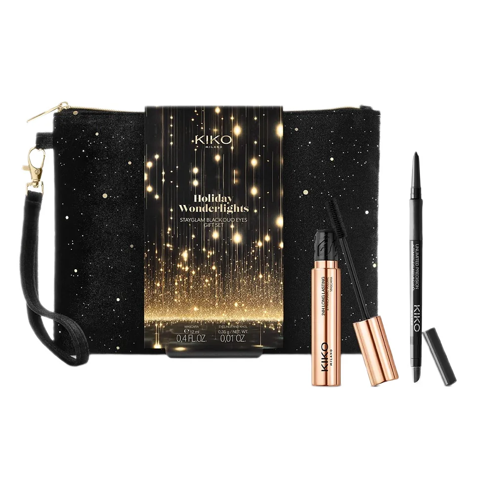 Holiday Wonderlights Stayglam Black Duo Eyes Gift Set zestaw panoramiczny tusz do rzęs zwiększający objętość 12ml + kredka do oczu 0.35g