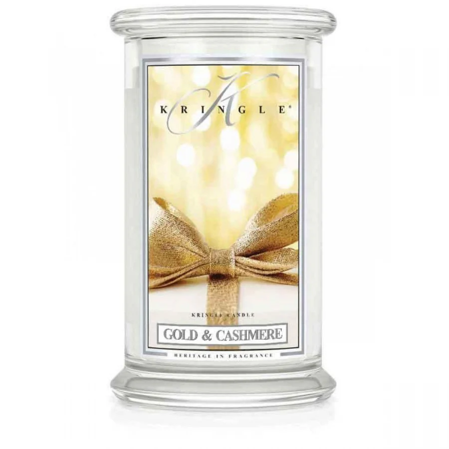 Duża świeca zapachowa z dwoma knotami Gold & Cashmere 623g