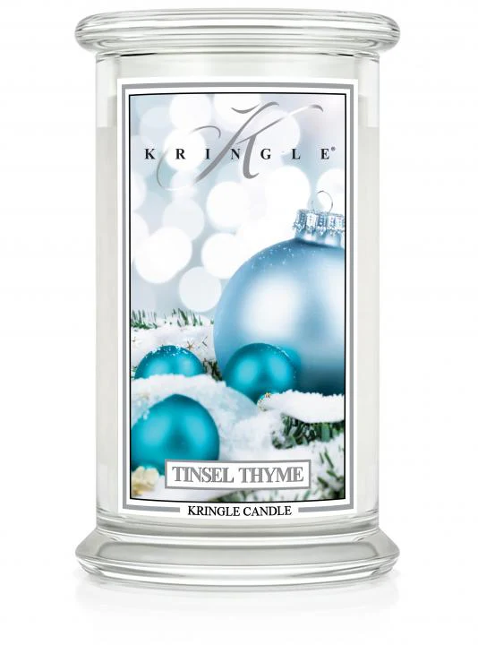 Duża świeca zapachowa z dwoma knotami Tinsel Thyme 623g