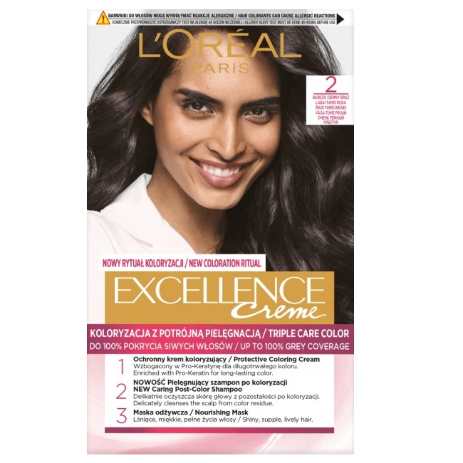 Excellence Creme farba do włosów 2 Bardzo Ciemny Brąz