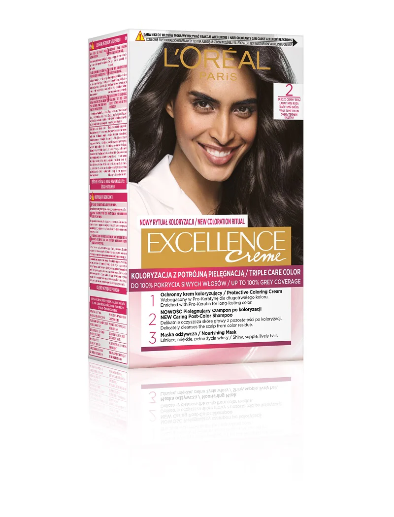 Excellence Creme farba do włosów 2 Bardzo Ciemny Brąz - Image 3