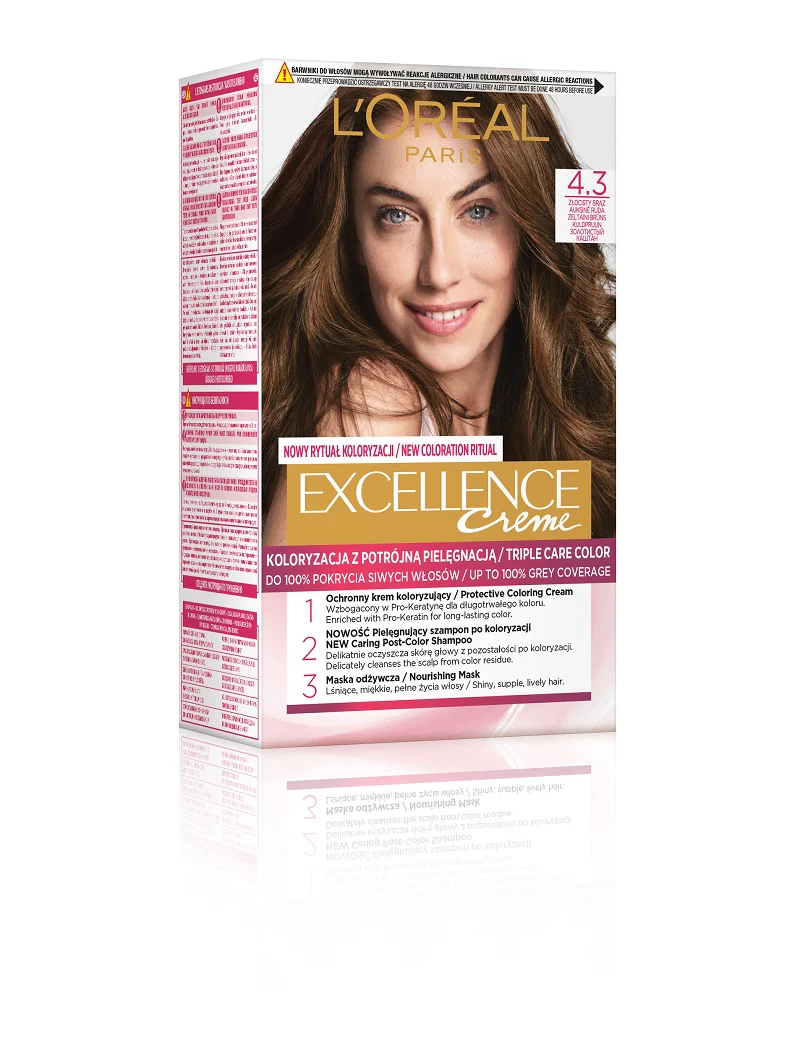 Excellence Creme farba do włosów 4.3 Złocisty Brąz - Image 2
