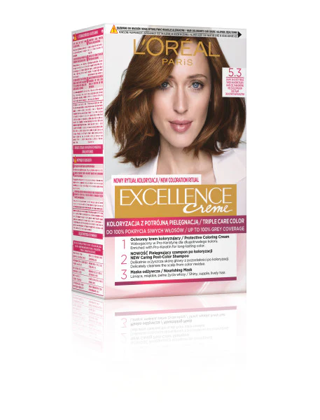 Excellence Creme farba do włosów 5.3 Jasny Złocisty Brąz - Image 3