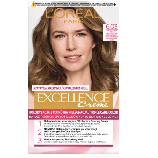 Excellence Creme farba do włosów 6.03 Świetlisty Ciemny Blond