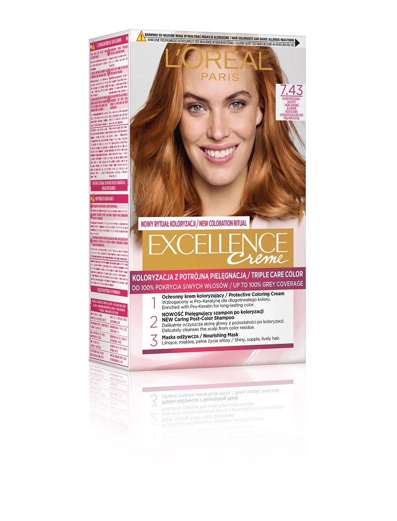 Excellence Creme farba do włosów 7.43 Blond Miedziano-Złocisty - Image 2