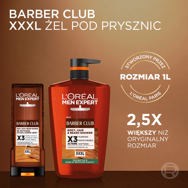 Men Expert Barber Club 3w1 żel do mycia ciała włosów i brody 1000ml - Image 7