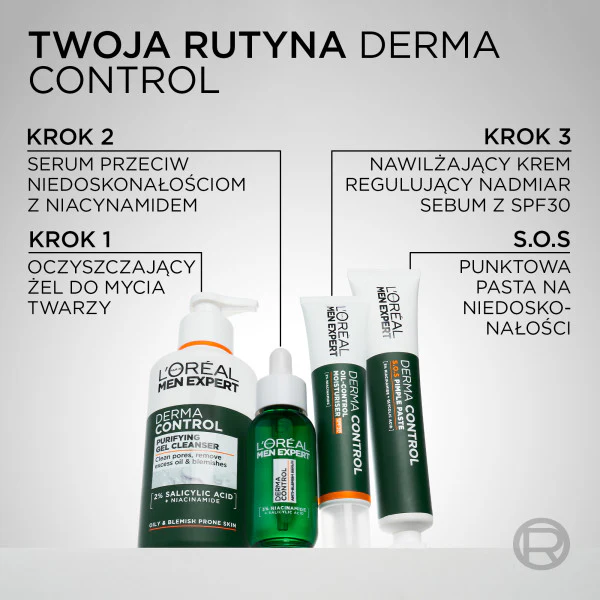 Men Expert Derma Control żel do mycia twarzy z niacynamidem 260ml - Image 4