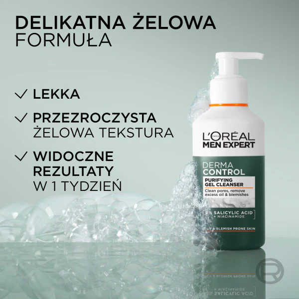 Men Expert Derma Control żel do mycia twarzy z niacynamidem 260ml - Image 6