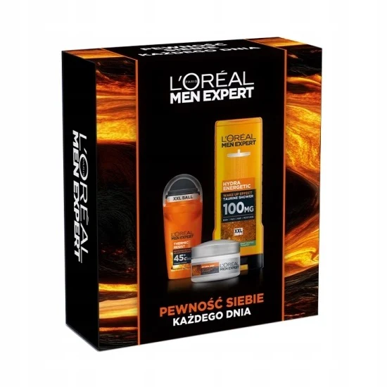 Men Expert zestaw energetyzujący żel pod prysznic 400ml + krem nawilżający 50ml + antyperspirant w kulce 50ml