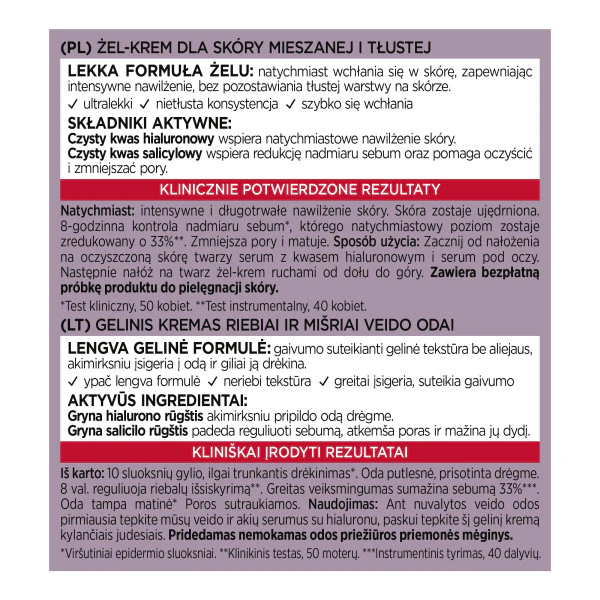 Revitalift Filler nawilżający żel-krem regulujący nadmiar sebum na dzień z kwasem hialuronowym i salicylowym 50ml - Image 3