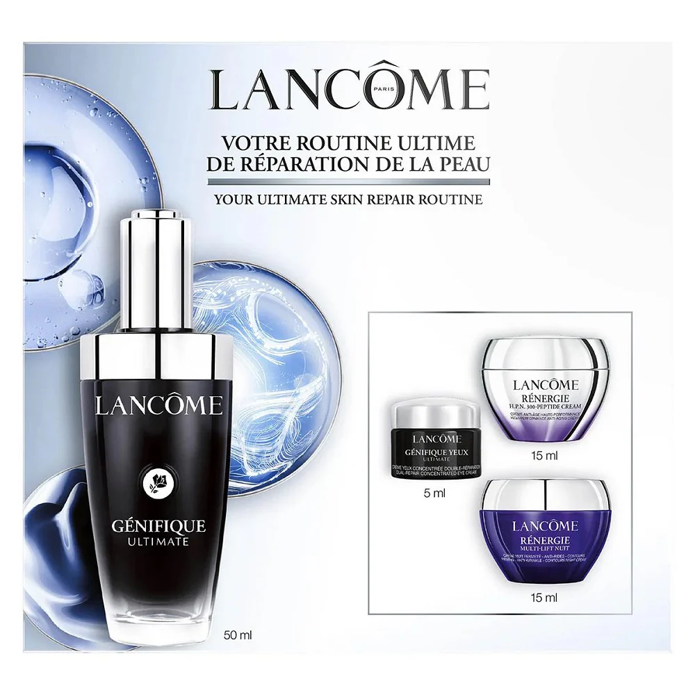 Genifique Day-Night Routine zestaw serum do twarzy 50ml + krem pod oczy 5ml + krem na dzień 15ml + krem na noc 15ml