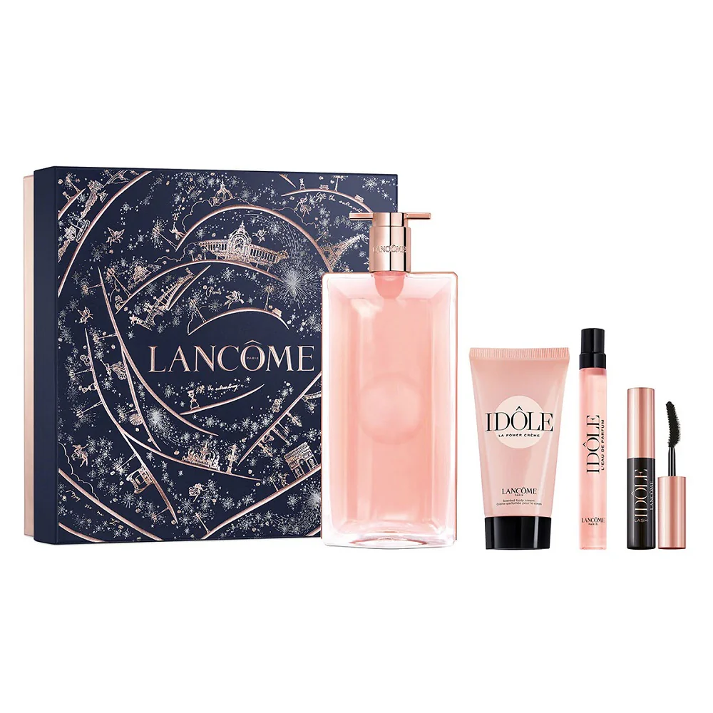 Idole zestaw woda perfumowana spray 100ml + balsam do ciała 50ml + woda perfumowana spray 10ml + mini tusz do rzęs 2ml